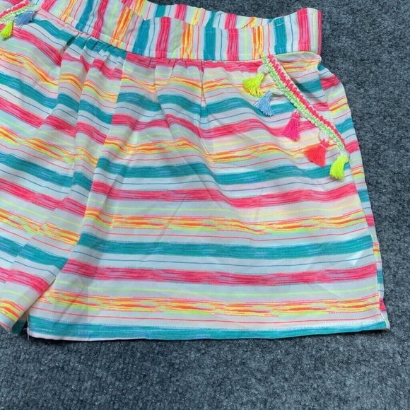 Self Esteem Shorts Girls L Multicolor Striped Pockets Tasseled Elastic Waist New - Picture 3 of 11